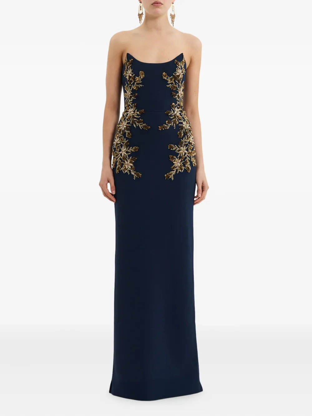 Rebecca Vallance embellished strapless gown - Blauw
