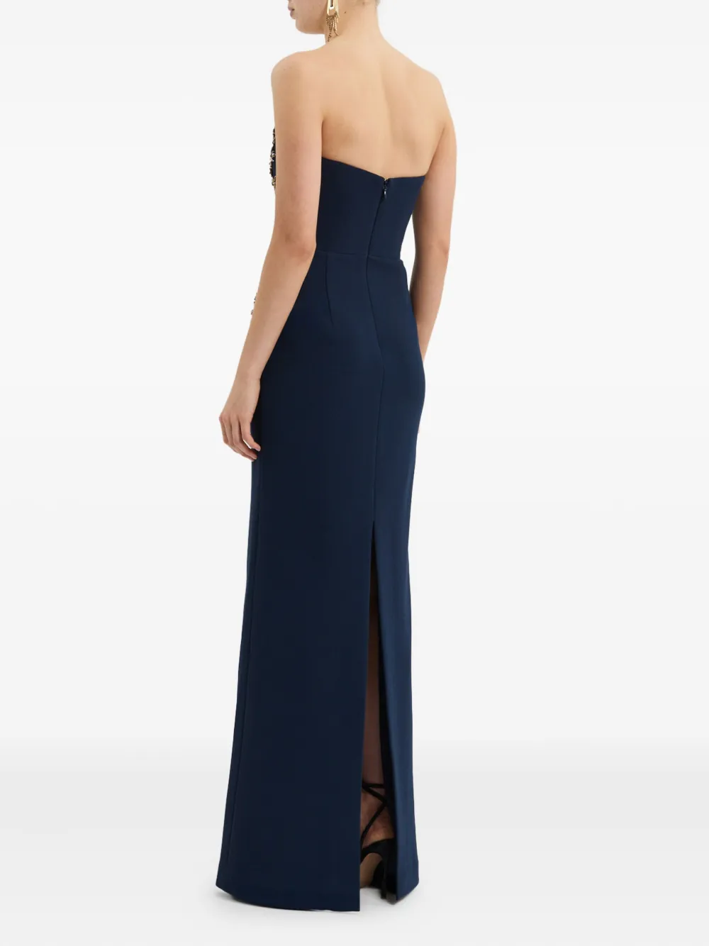Rebecca Vallance Embellished Strapless Gown In Blue