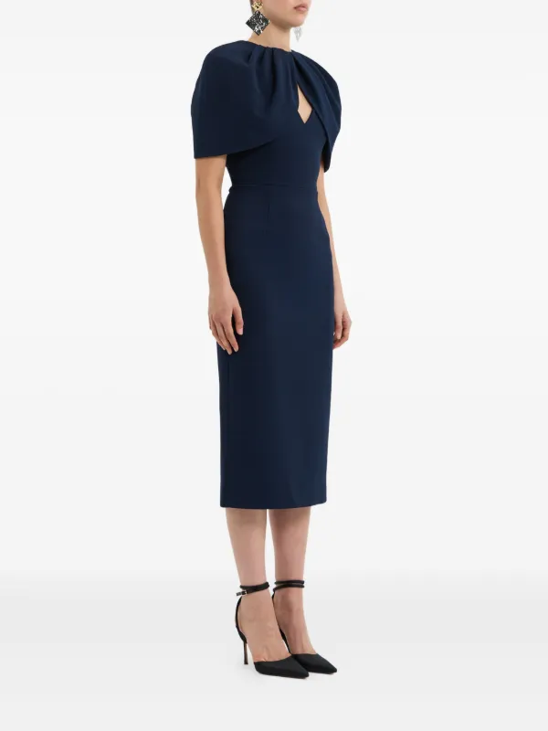 Rebecca Vallance petal-sleeve Draped Midi Dress | Blue | FARFETCH