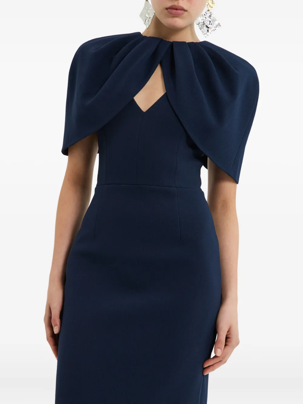 Rebecca Vallance Gedrapeerde midi-jurk met bloemblaadjes mouwen Blauw