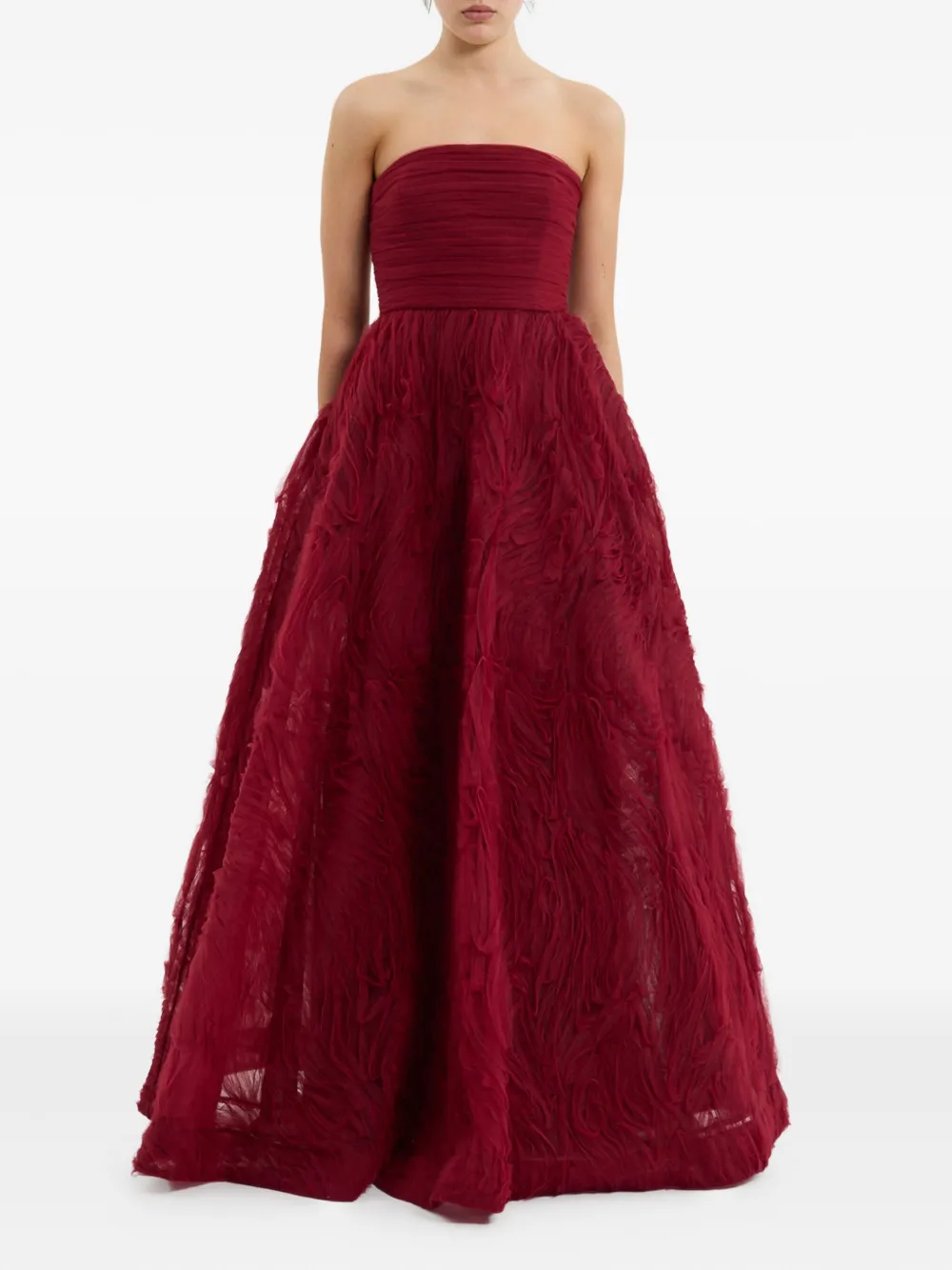 Rebecca Vallance Willow strapless avondjurk met ruches - Rood