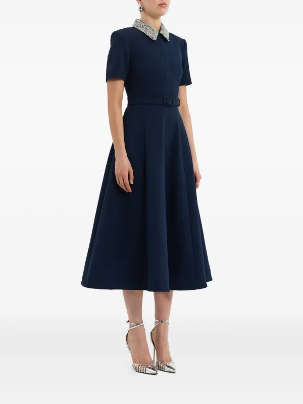Rebecca Vallance embellished-collar Belted Dress | Blue