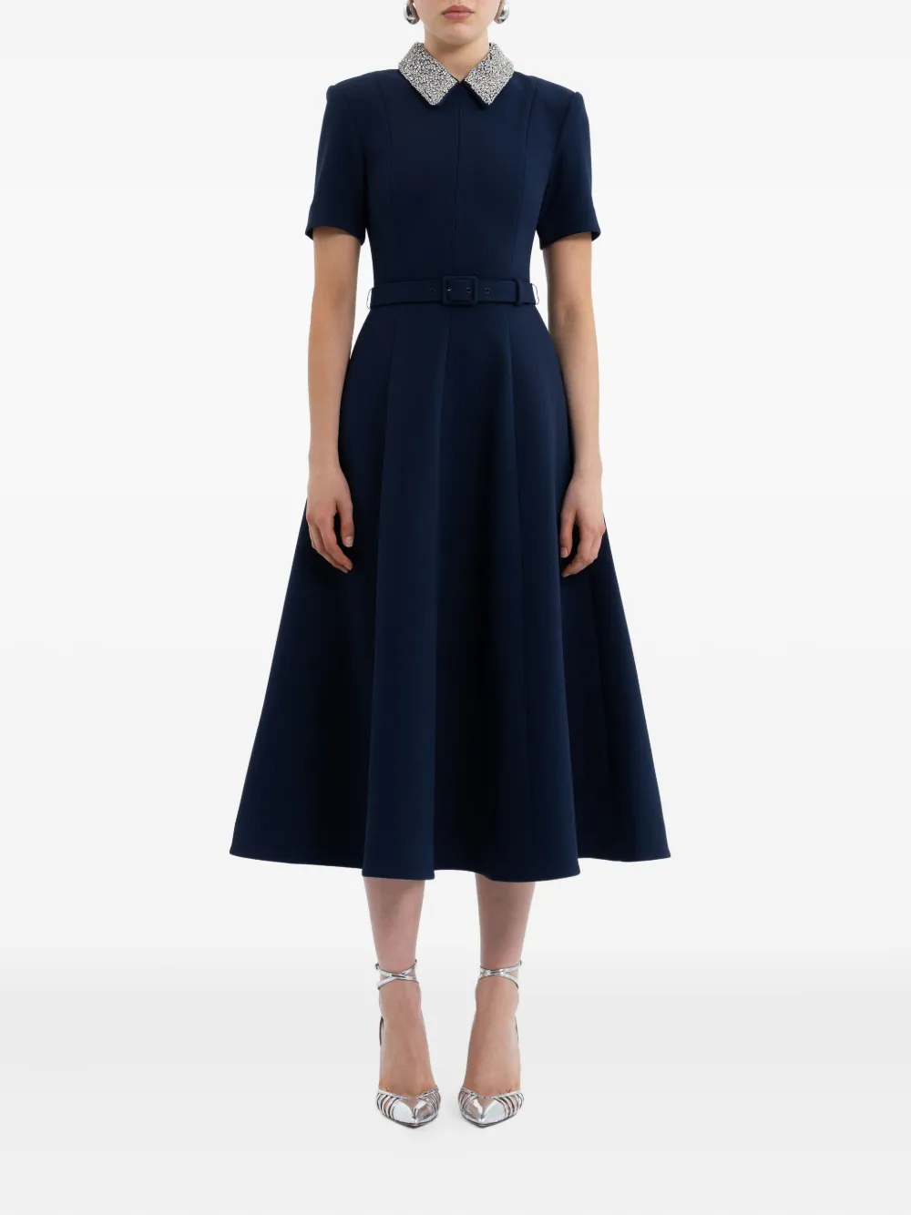 Rebecca Vallance embellished-collar belted dress - Blauw