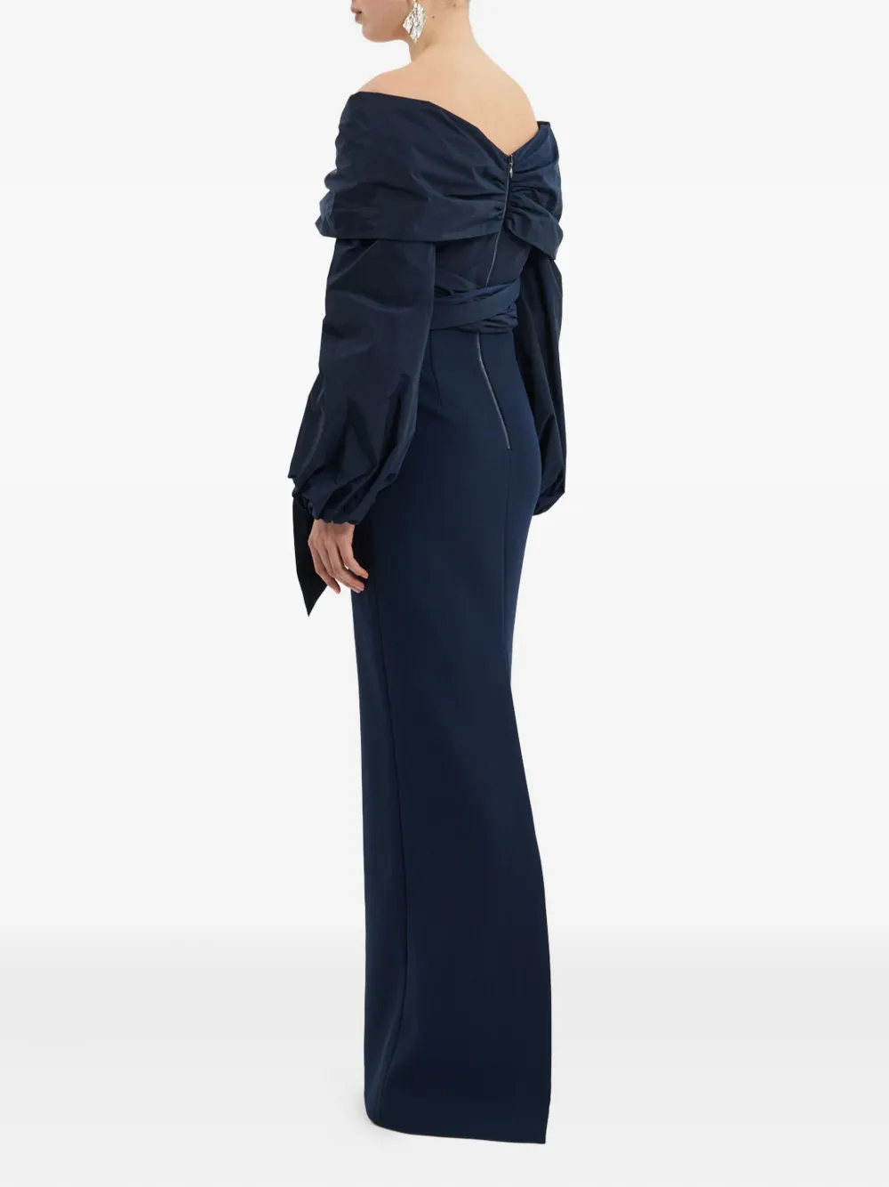 Rebecca Vallance Off-shoulder Bow Gown In Blue