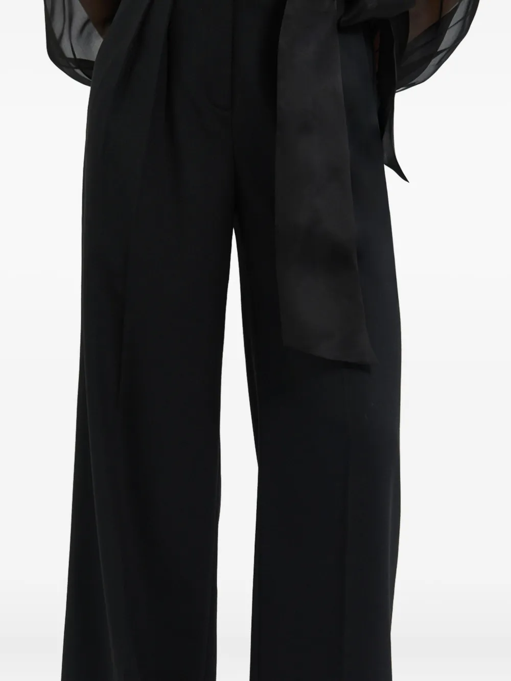 Rebecca Vallance Broek met wijde pijpen en geplooide voorkant Zwart