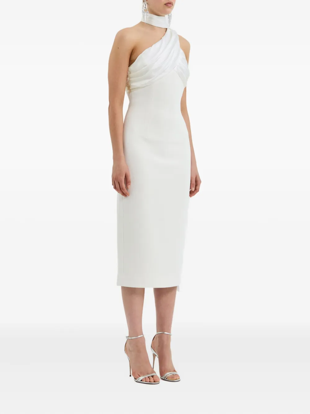 Rebecca Vallance Jurk met halternek en satijnen afwerking Beige