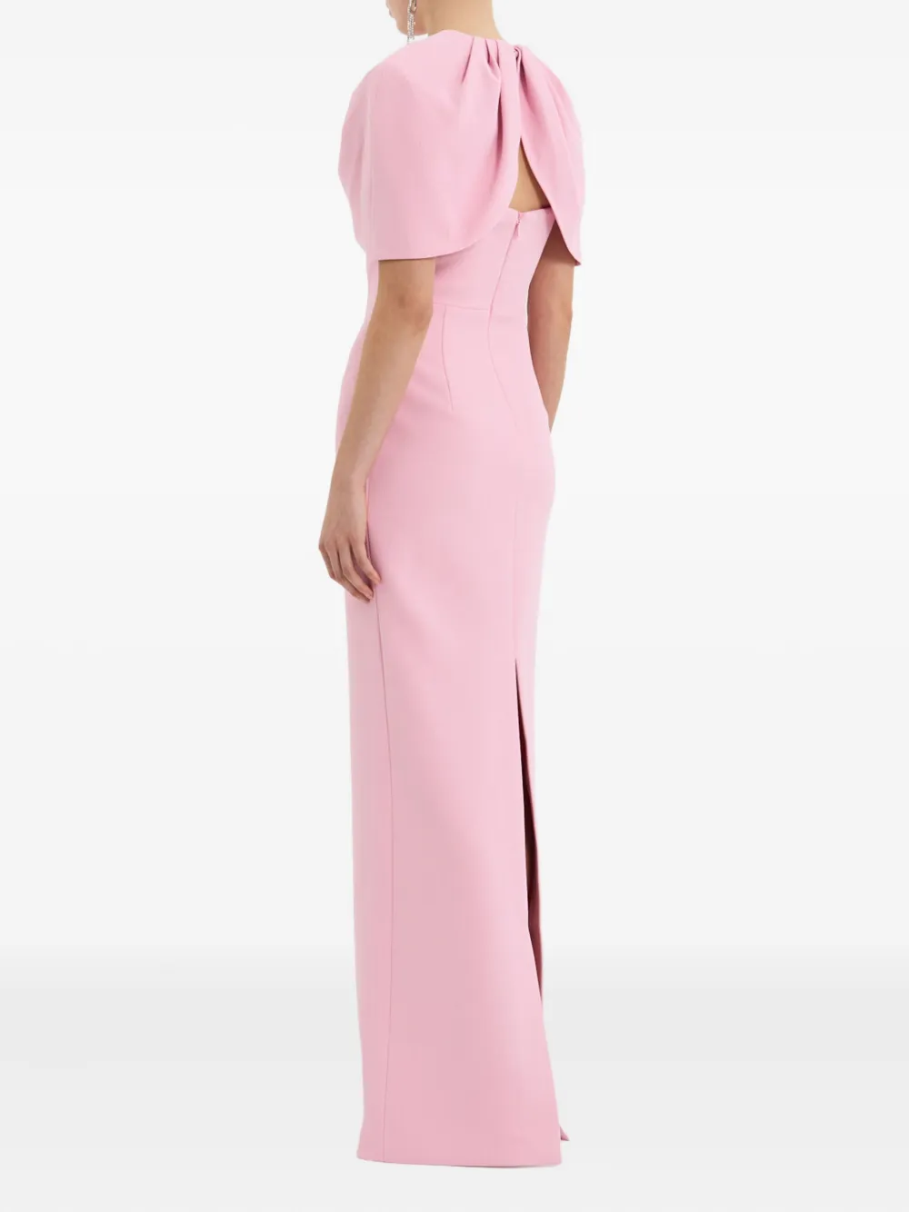 Rebecca Vallance Xena Petal-sleeve Keyhole Gown In Pink
