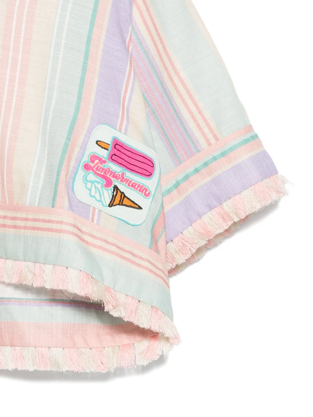 ZIMMERMANN Kids Gestreepte hoodie met franje Roze