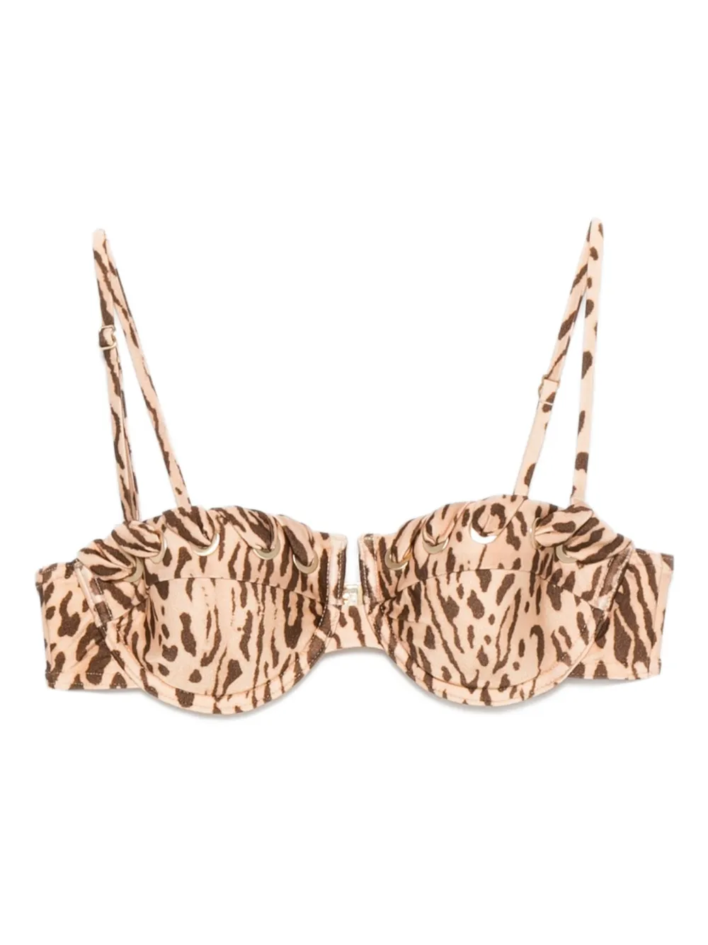 ZIMMERMANN leopard-print bikini top Beige