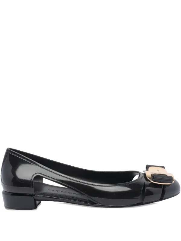 Ferragamo レザーフラットシューズ 30mm | ブラック | FARFETCH JP