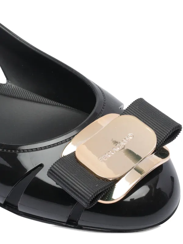 Ferragamo レザーフラットシューズ 30mm | ブラック | FARFETCH JP