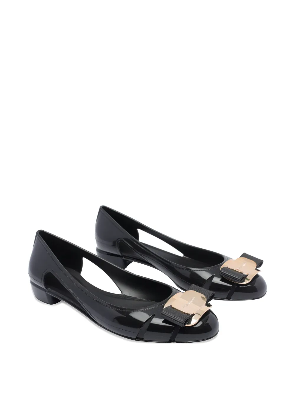 Ferragamo 30mm leather ballet flats Black