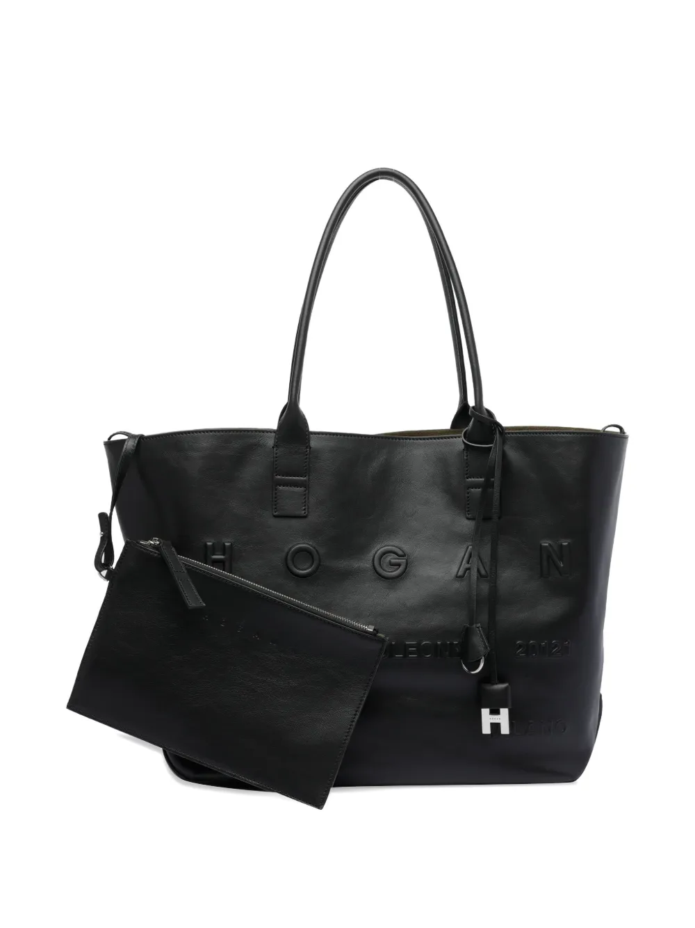 Hogan Leren shopper Zwart