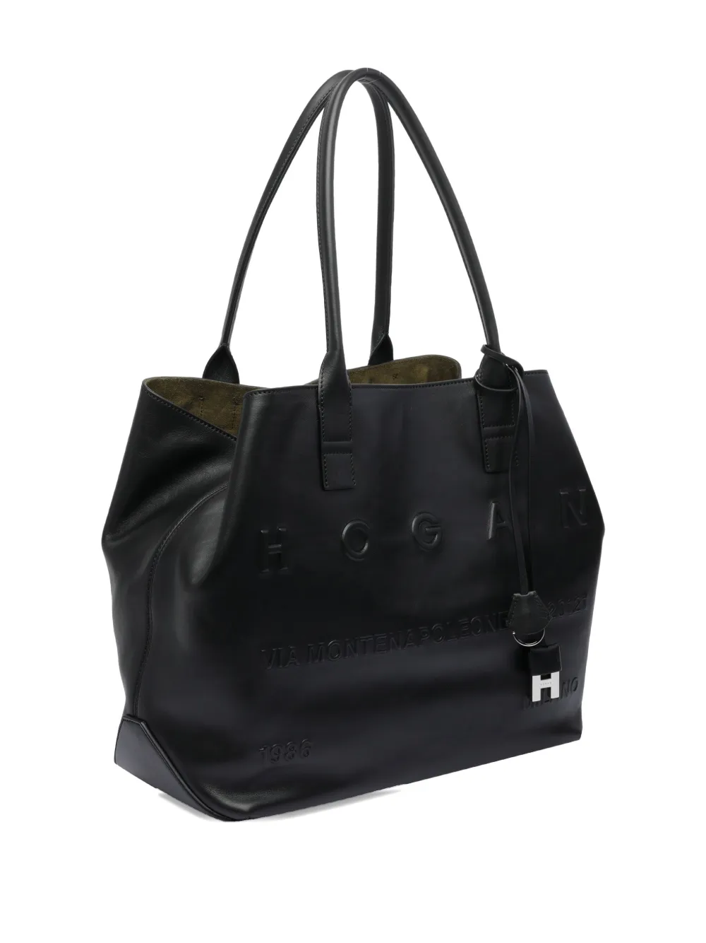 Hogan Leren shopper Zwart
