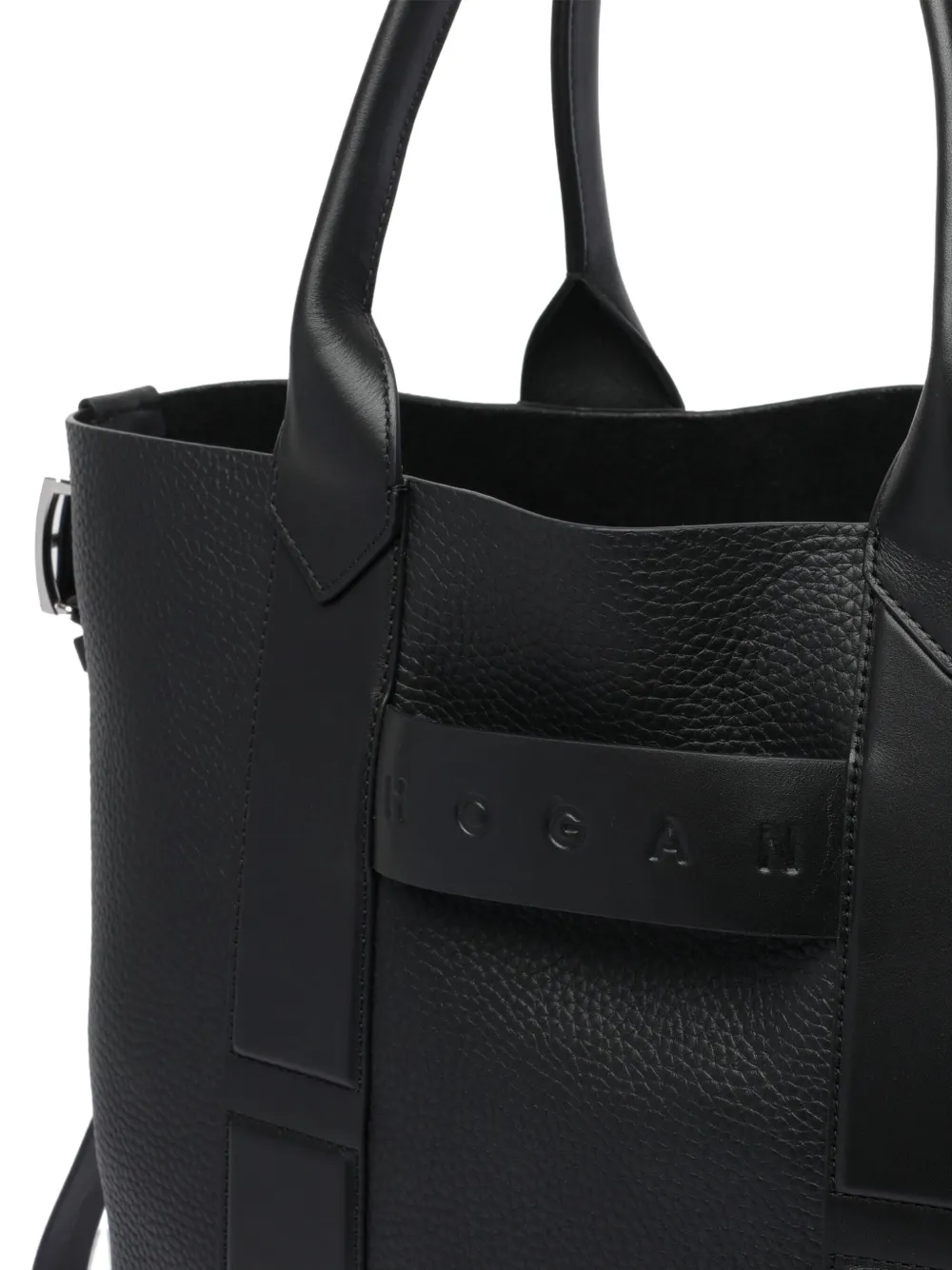 Hogan medium Shopping Script leather tote bag Zwart