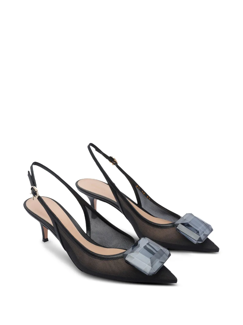 Gianvito Rossi 55 mm mesh slingback pumps Zwart