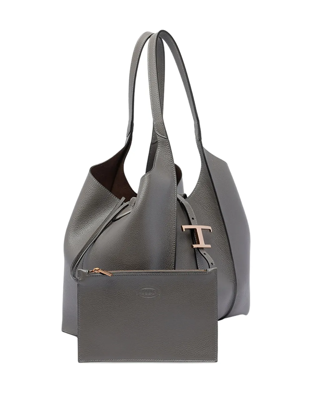 Tod's Leren shopper met T-gesp Grijs