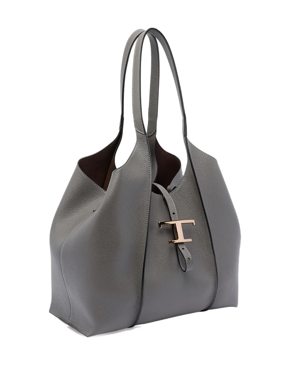 Tod's Leren shopper met T-gesp Grijs