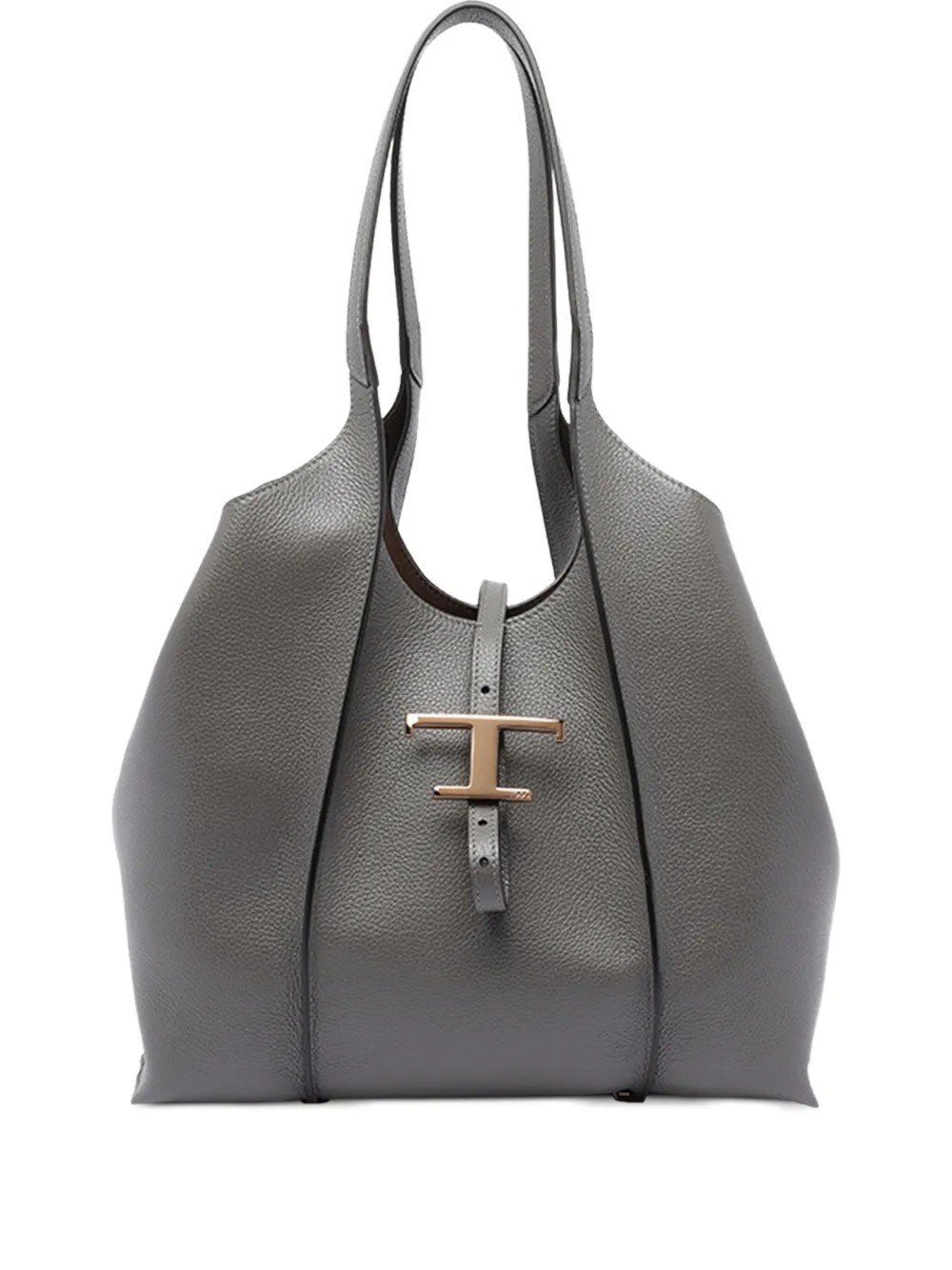 Tod's Leren shopper met T-gesp Grijs