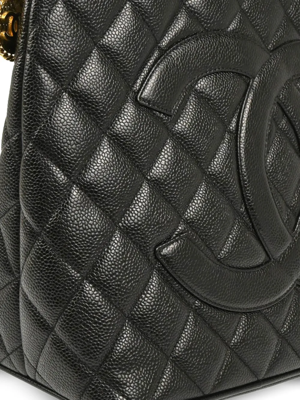 Pre-owned Chanel 2002 Large Medallion Tote Bag In Black