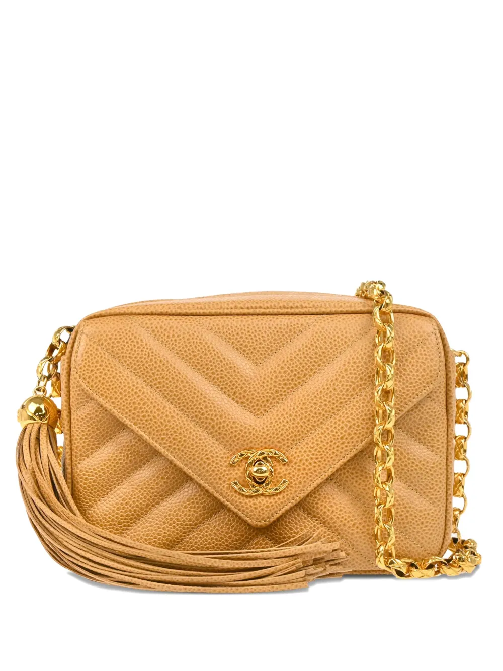 CHANEL Pre-Owned 1992 Chevron Camera mini Bag | Neutrals | Image 1