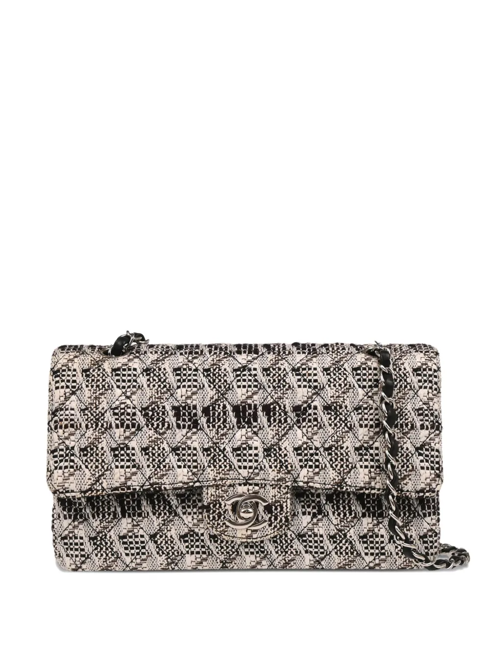 CHANEL Pre-Owned 2005 ツイード クラシック ダブルフラップ ショルダーバッグ M - ニュートラル CHANEL Pre-Owned 2005 ツイード クラシック ダブルフラップ ショルダーバッグ M - ニュートラル