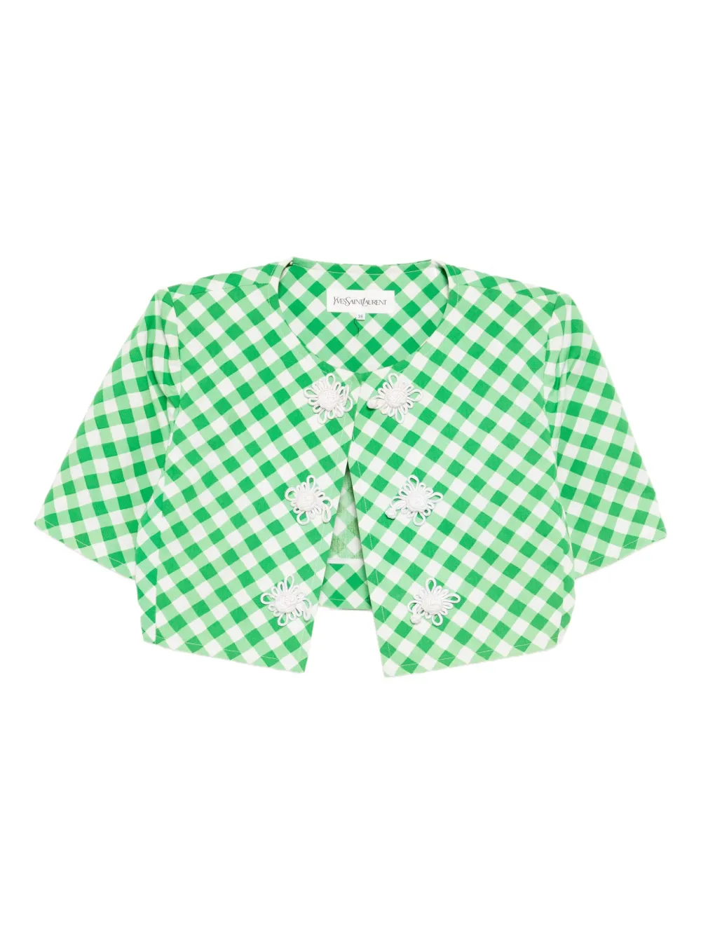 Pre-owned Saint Laurent 1990-2000s Single-breasted Collarless Jacket In Green