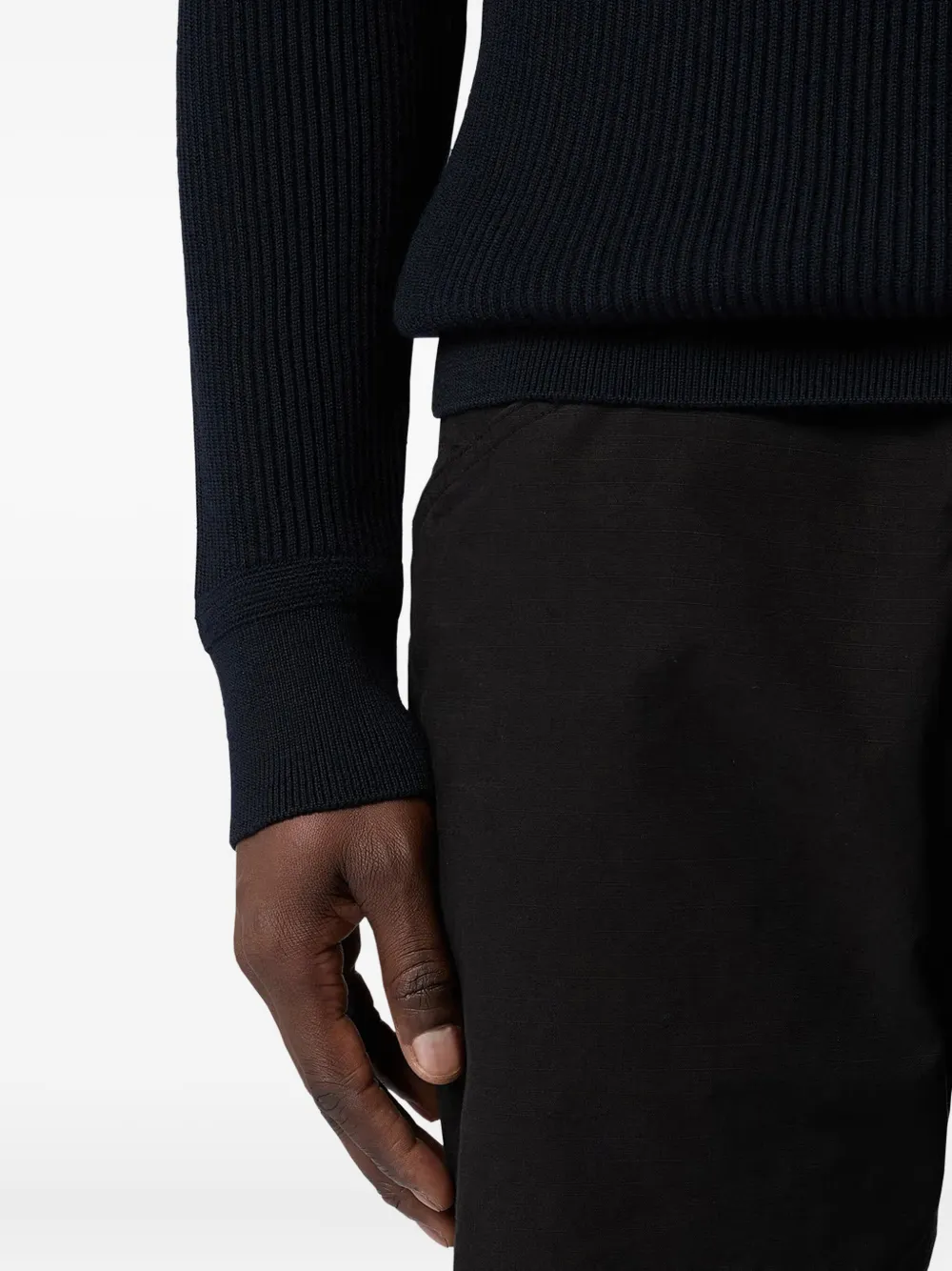 Stone Island Ribgebreide trui met logopatch Zwart