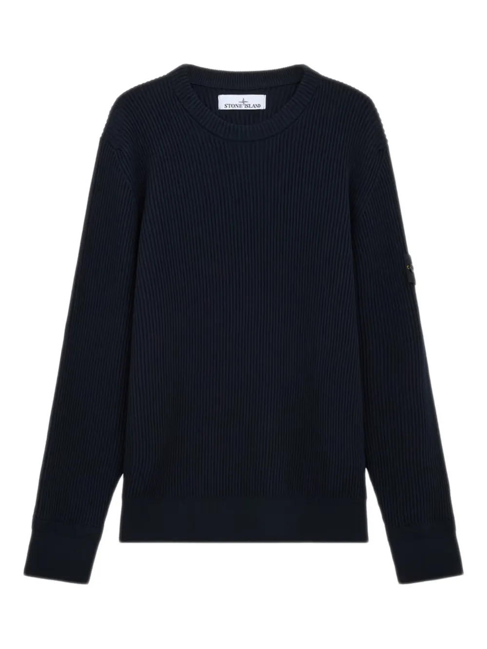 Stone Island ribbed-knit logo-patch sweater Zwart