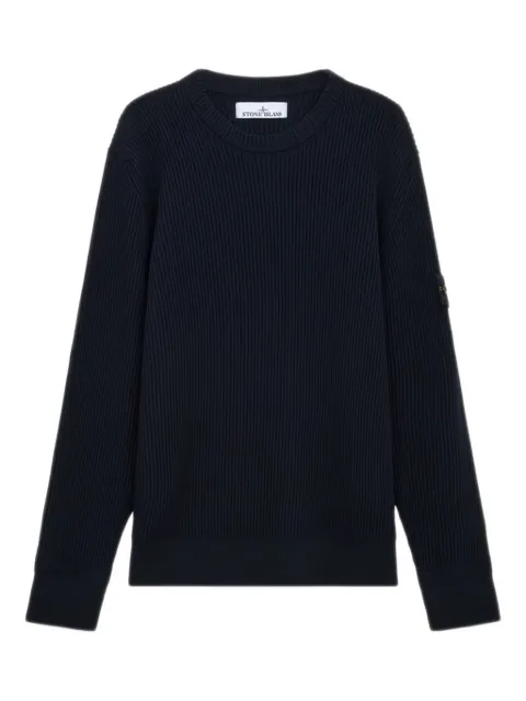 Stone Island ribbed-knit logo-patch sweater