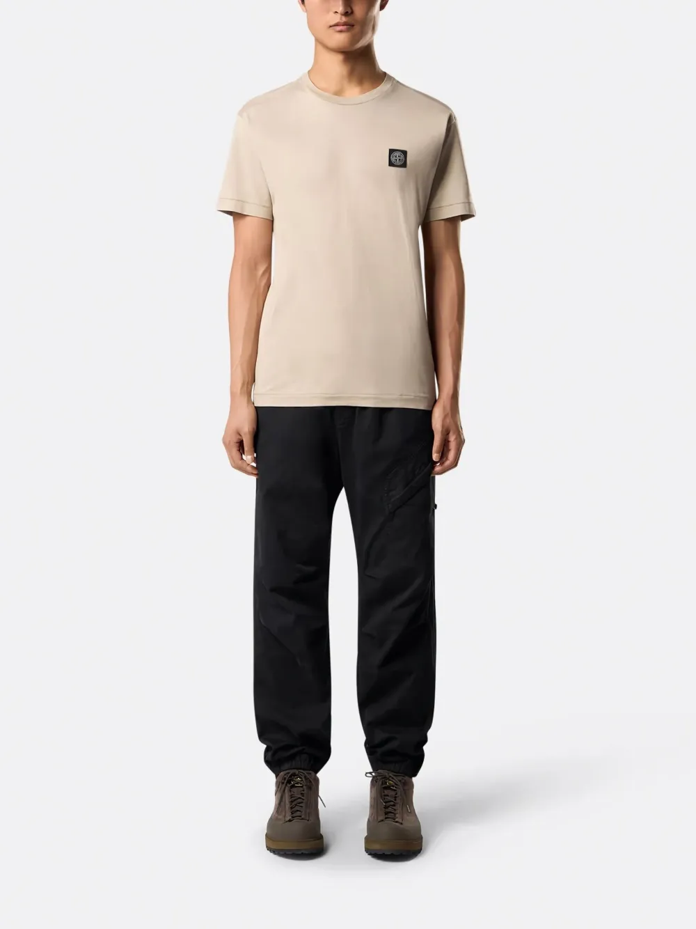 Stone Island logo-patch short-sleeve T-shirt Beige