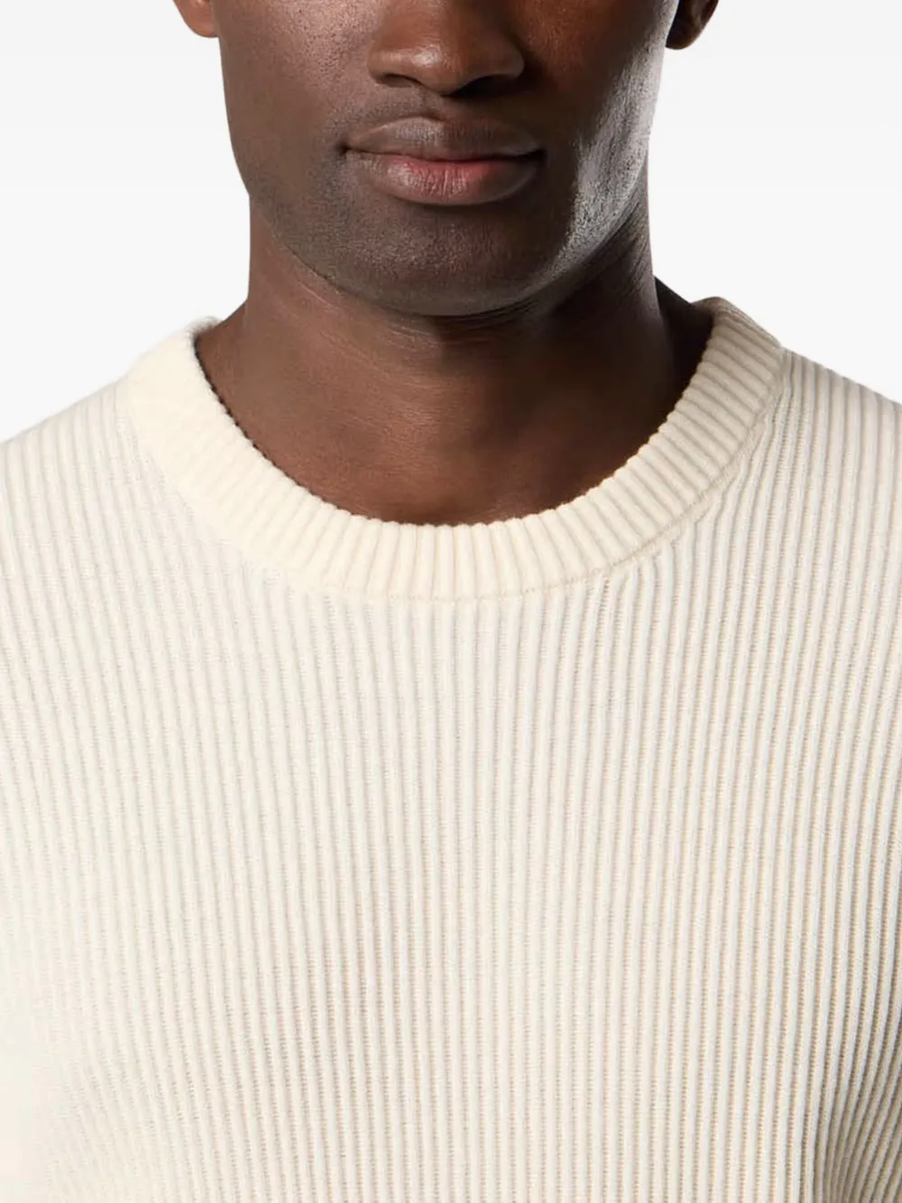 Stone Island ribbed-knit logo-bagde sweater Beige