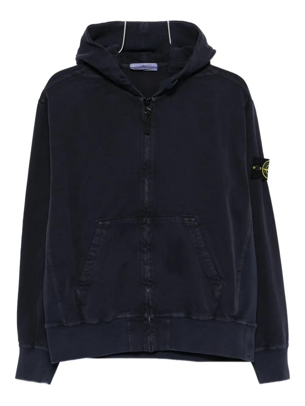 Stone Island Oversized Cotton Jacket With Ribbed Inserts In Blue
