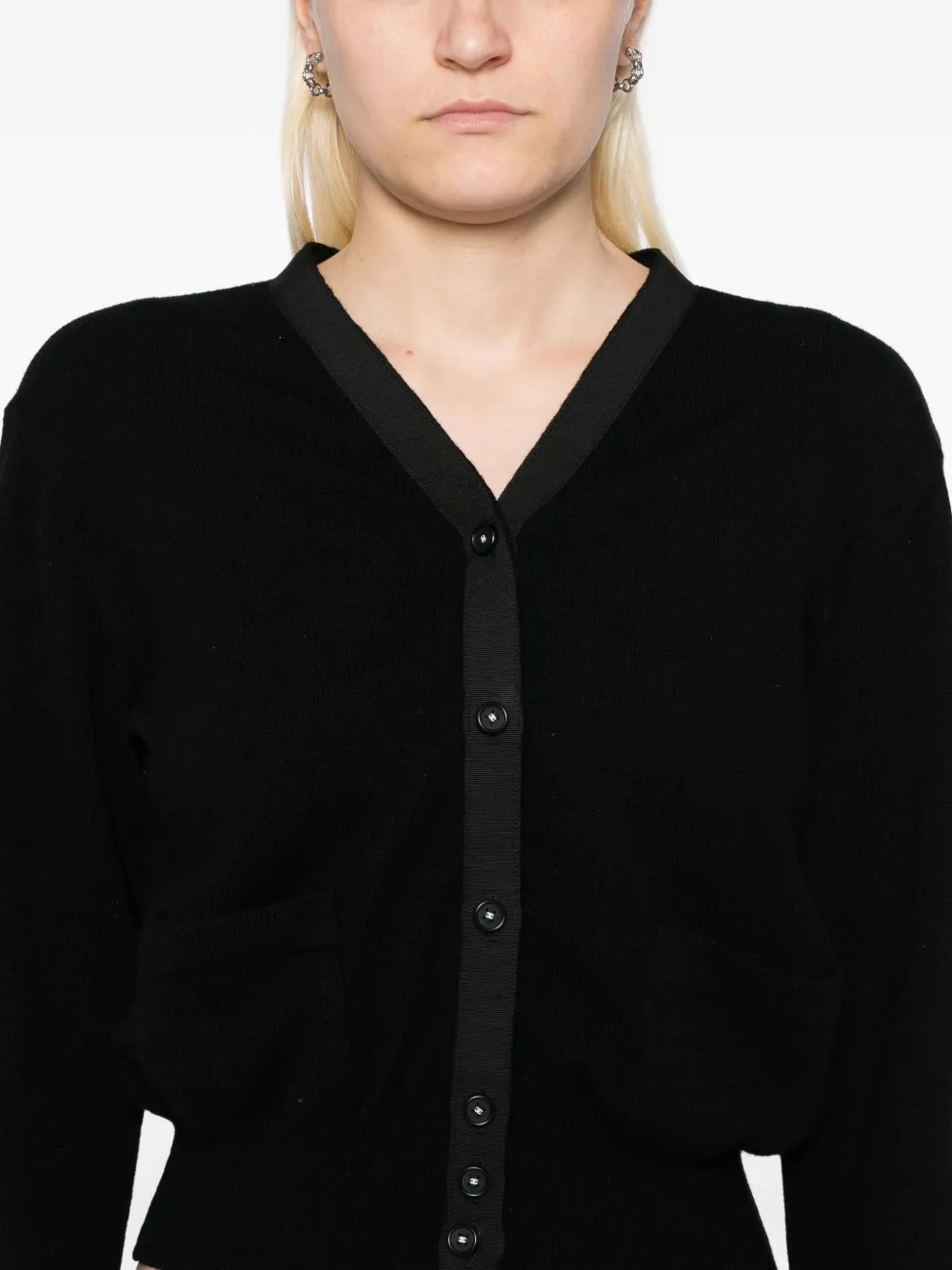Pre-owned Chanel 1995 Long Sleeve Cardigan In Black