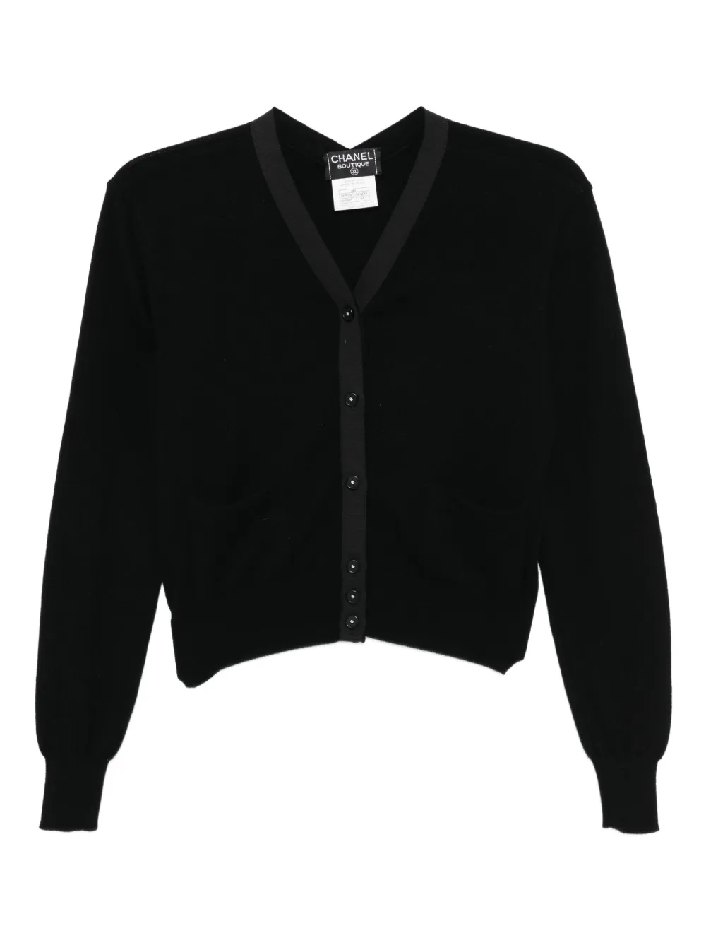 Pre-owned Chanel 1995 Long Sleeve Cardigan In Black