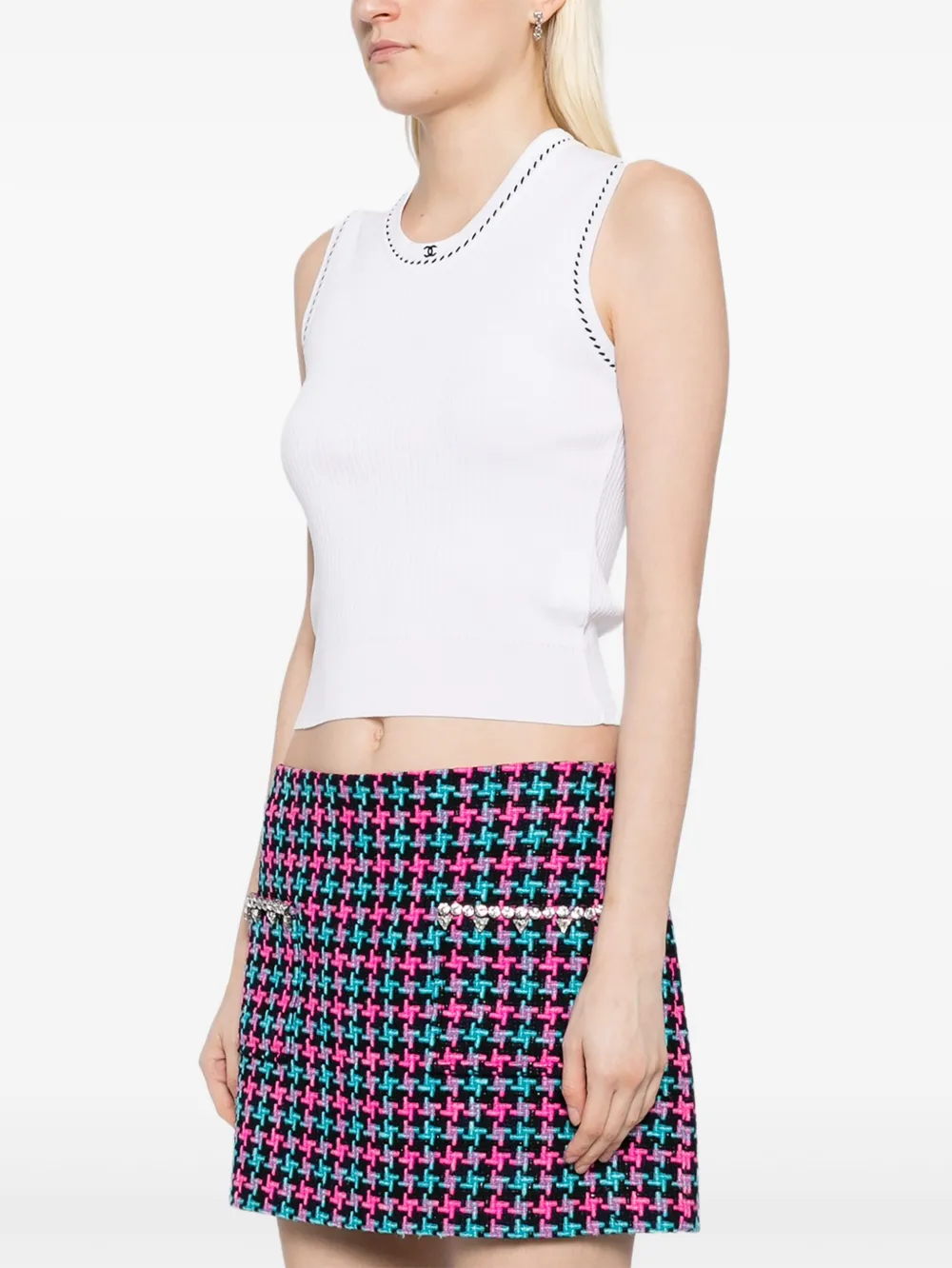 Pre-owned Chanel 1990-2000s Sleeveless Top In White