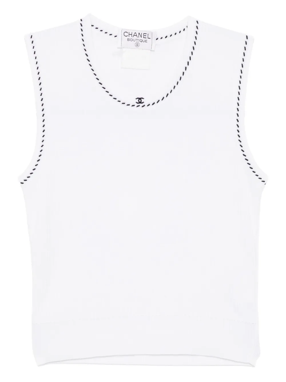 Pre-owned Chanel 1990-2000s Sleeveless Top In White