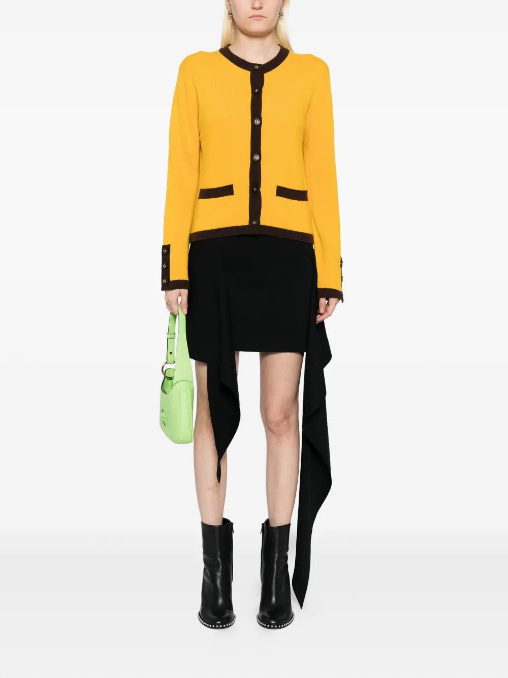 Pre-owned Chanel 1996 Cardigan In Yellow