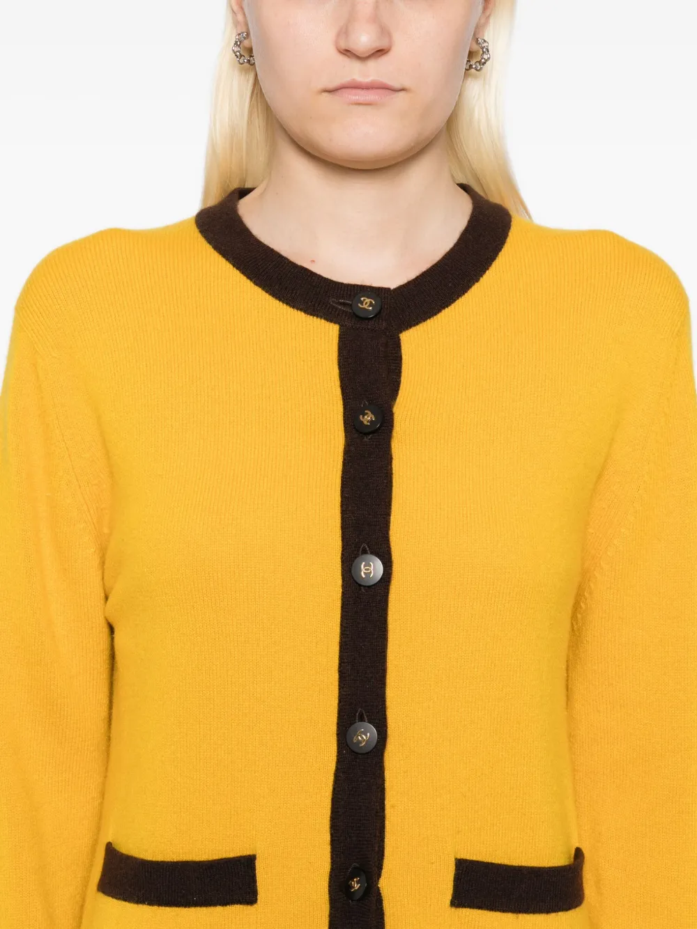 Pre-owned Chanel 1996 Cardigan In Yellow