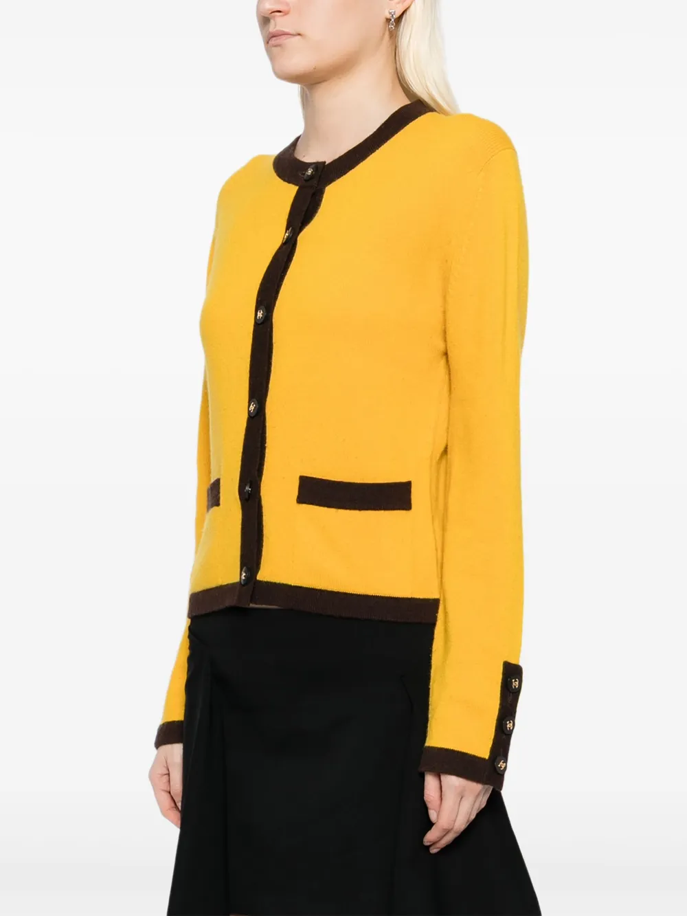Pre-owned Chanel 1996 Cardigan In Yellow
