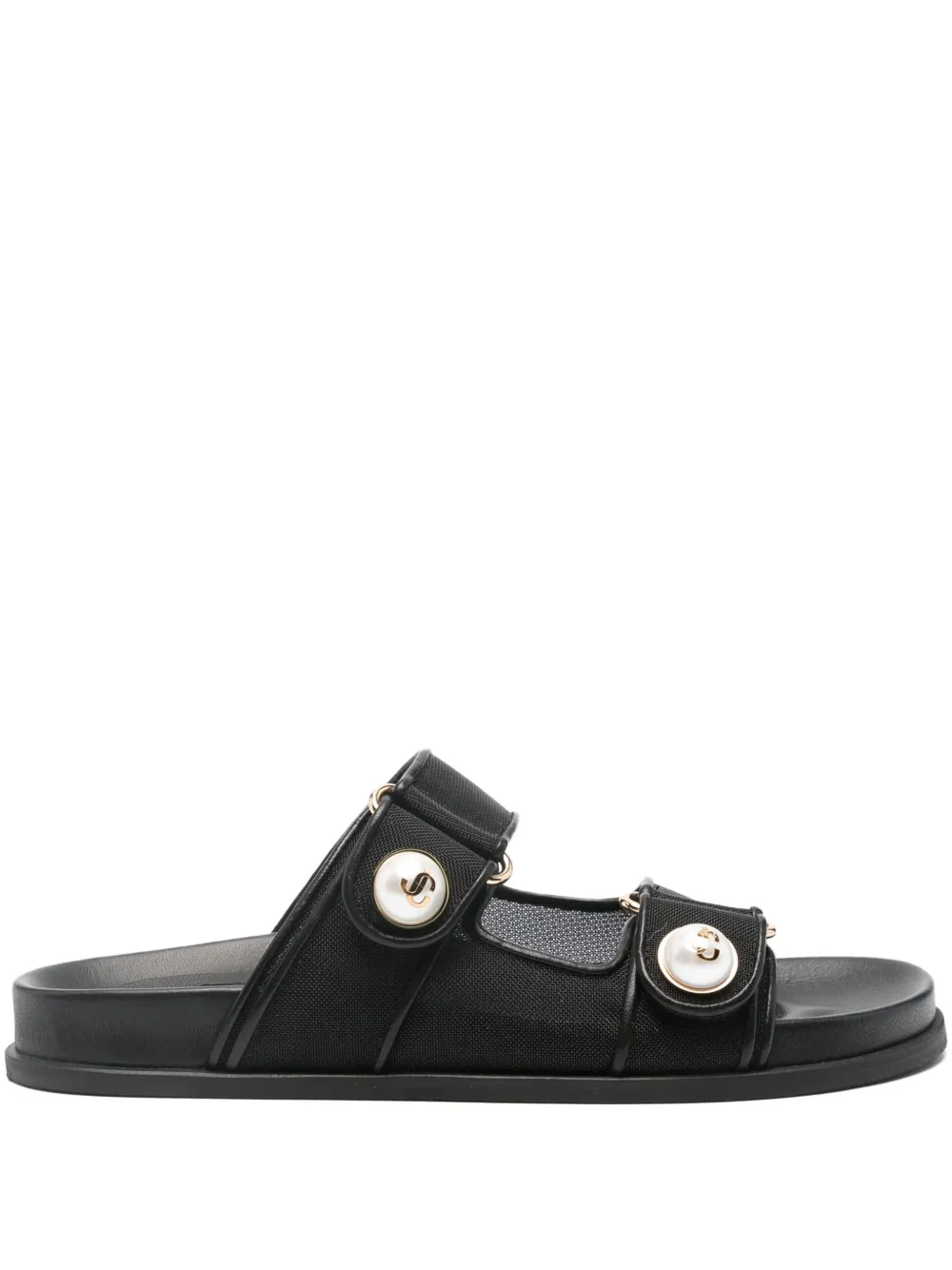 Jimmy Choo Fayence faux-pearl double-strap sandals Black