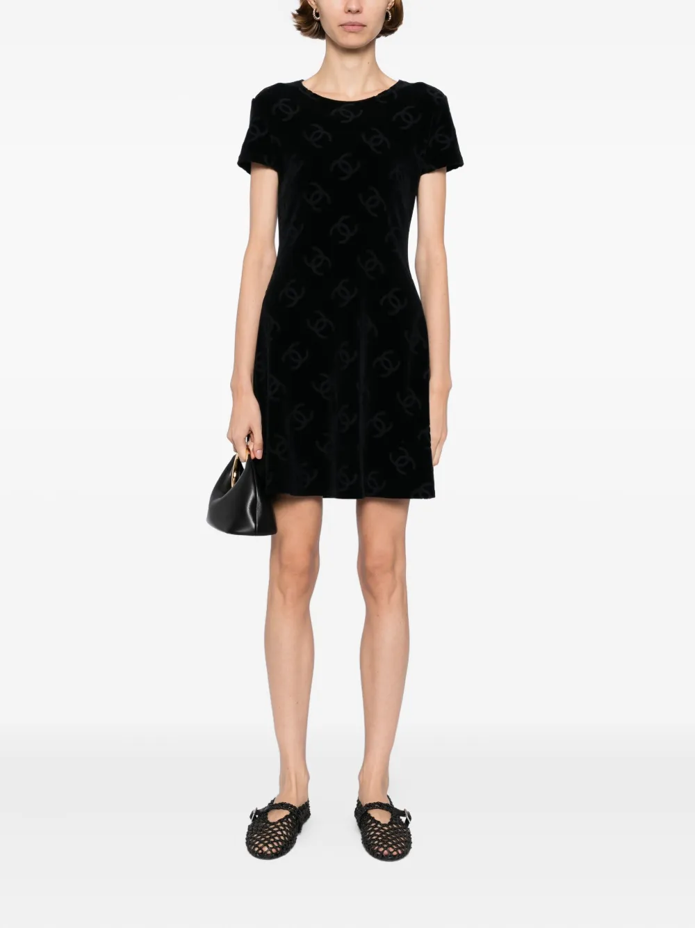 CHANEL Pre-Owned 1990-2000s jurk met korte mouwen - Zwart