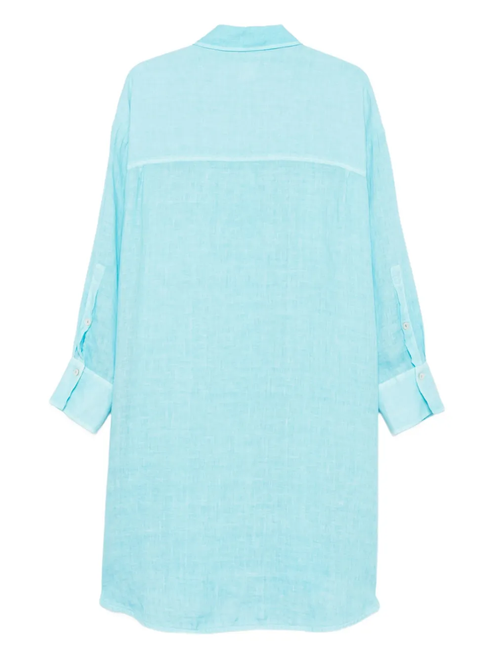 120% Lino Blousejurk met zak aan de voorkant - Blauw