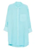 120% Lino button-front pocket dress shirt - Blue