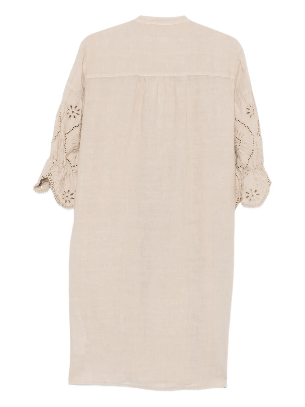 120% Lino Linnen midi-jurk met ringlets - Beige