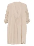 120% Lino eyelet-detail linen midi dress - Neutrals