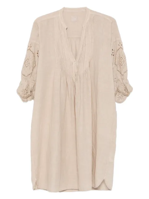 120% Lino eyelet-detail linen midi dress