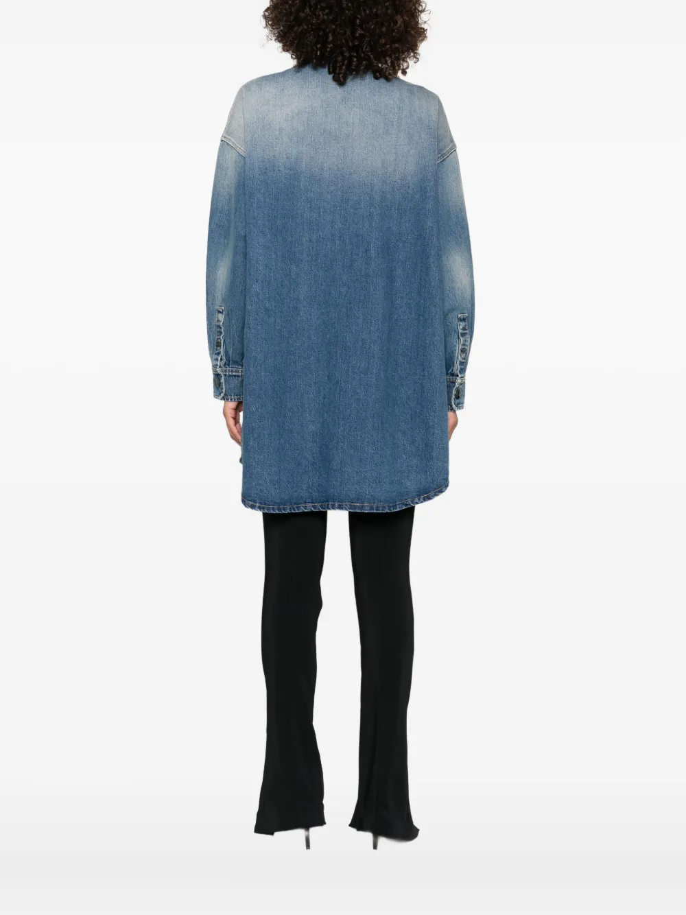 Prada triangle-logo denim shirt Blauw