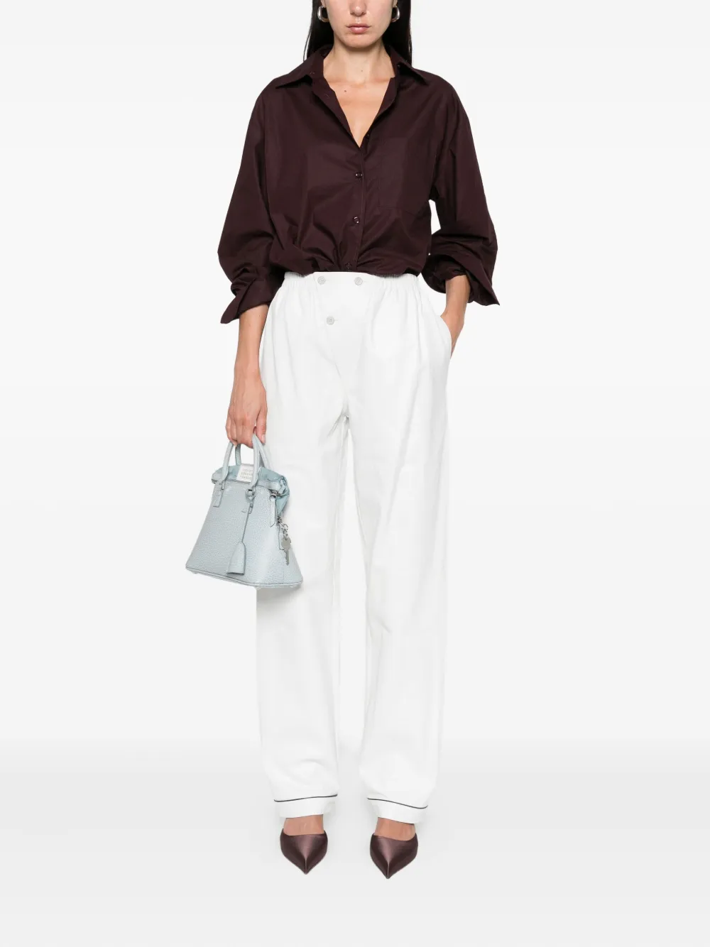Prada button-fastening cupro trousers Wit