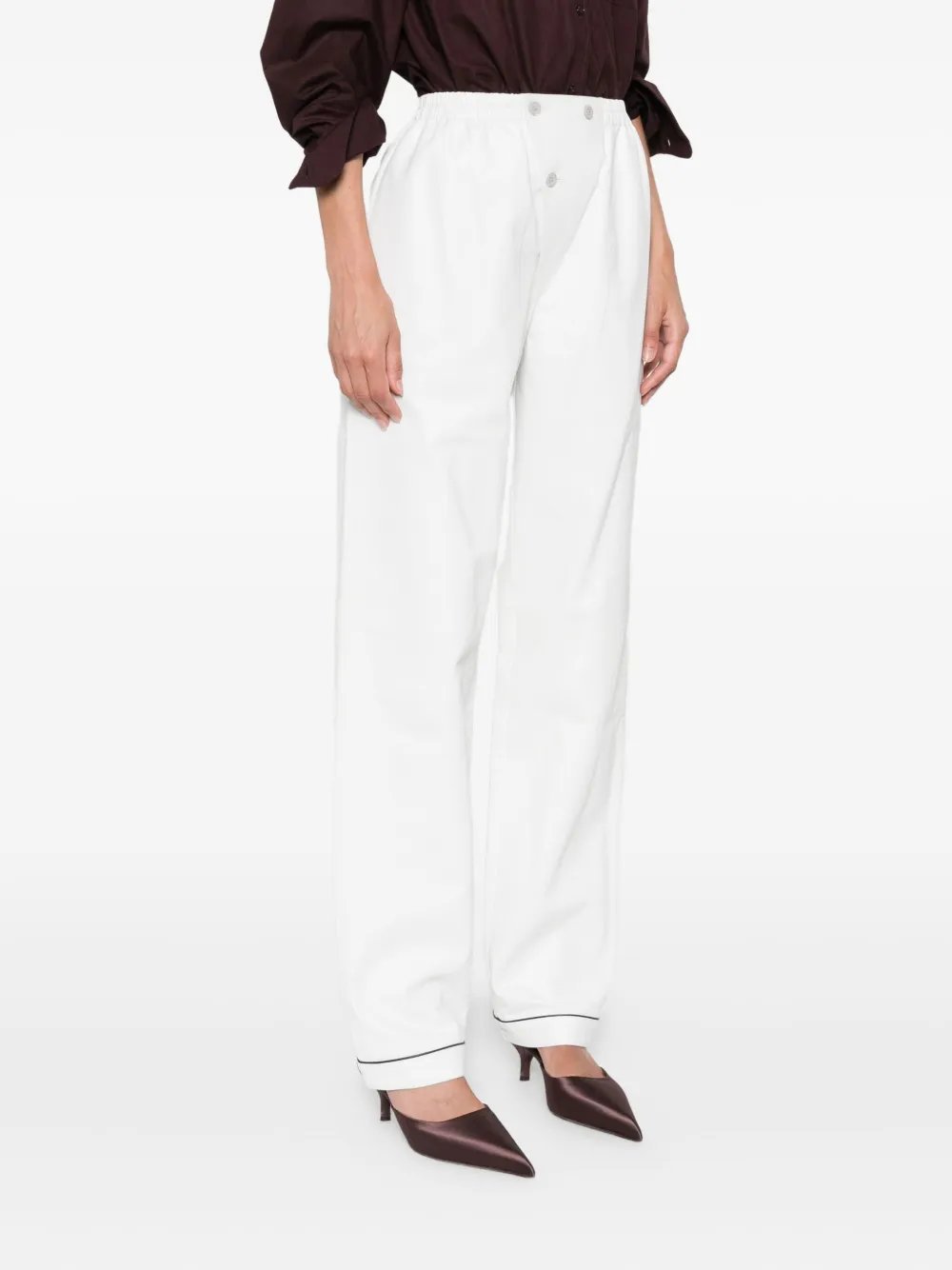Prada button-fastening cupro trousers Wit